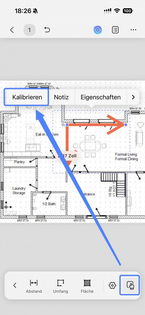Wählen Sie „Kalibrieren“ aus der schwebenden Leiste aus