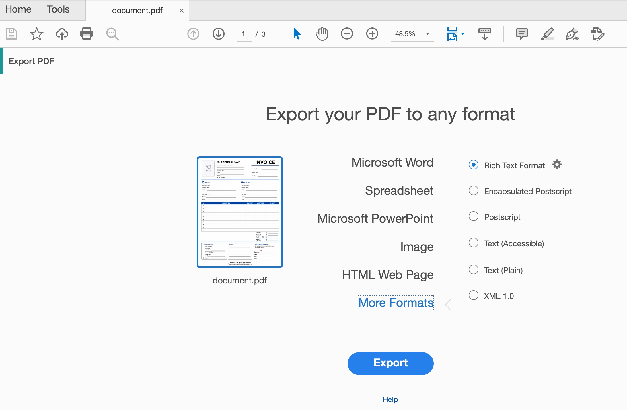 convert pdf to rtf adobe