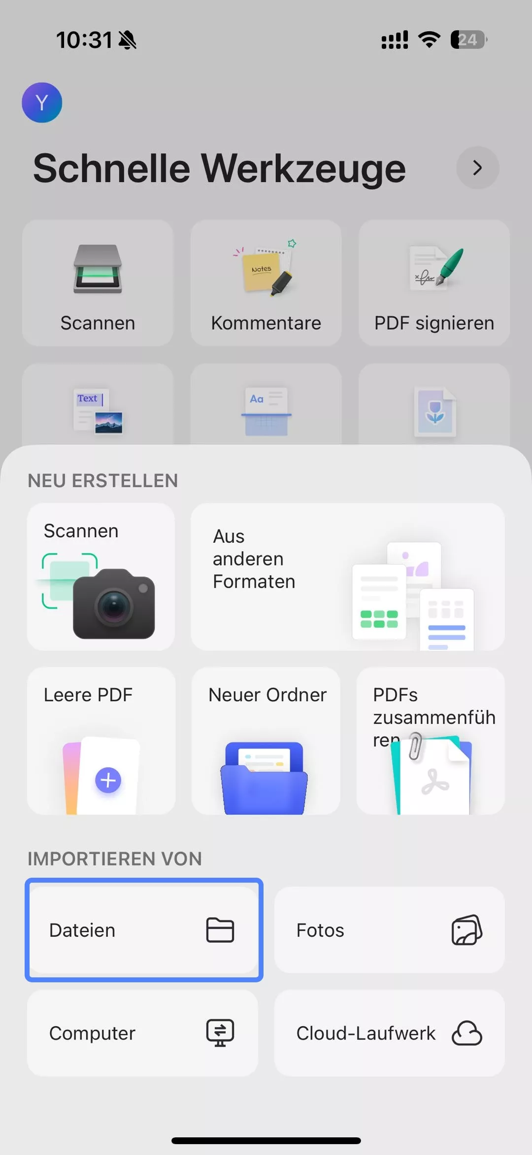 wählen Sie unter „Importieren von“ die Option „Dateien“