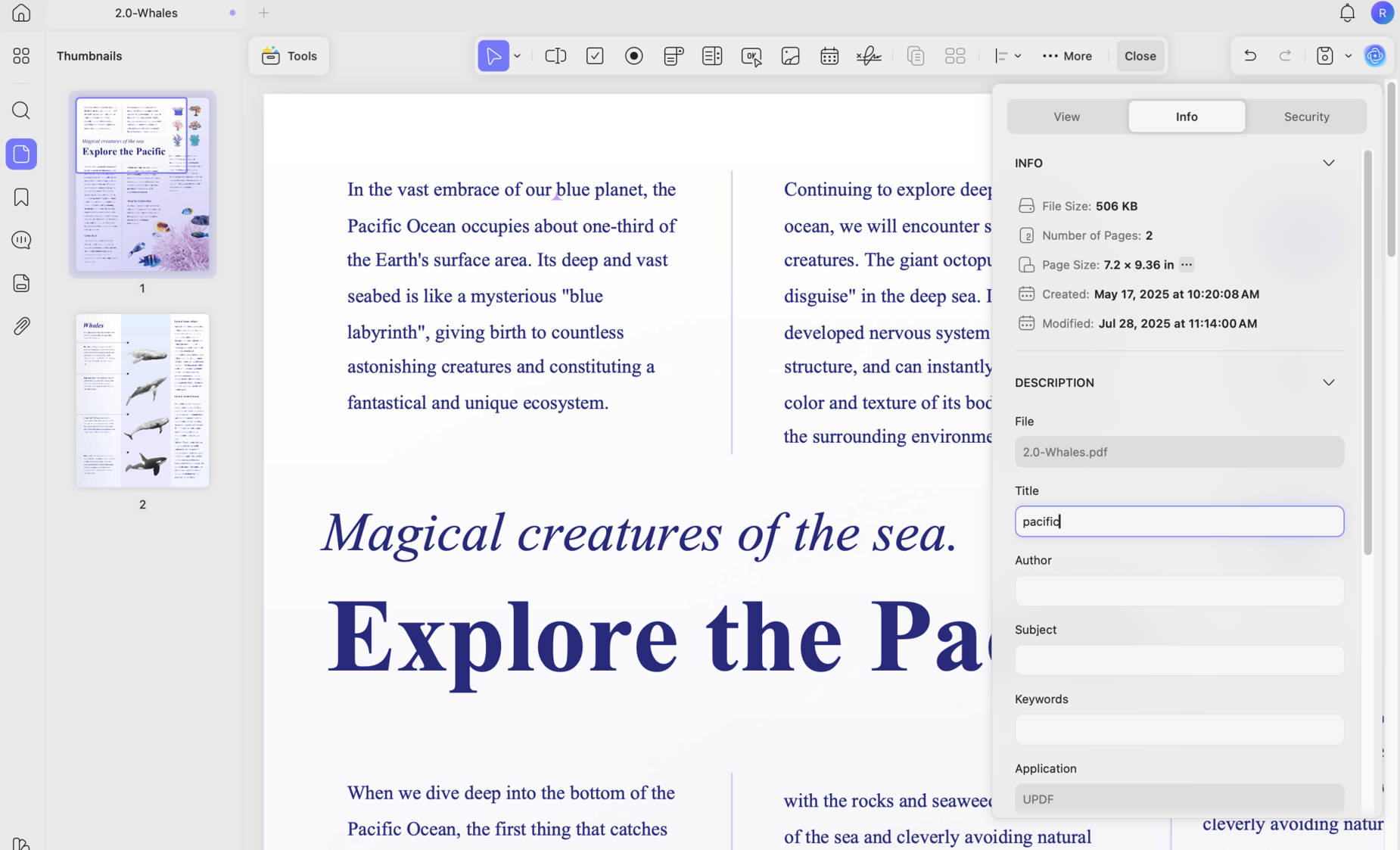 edit pdf metadata mac descriptions