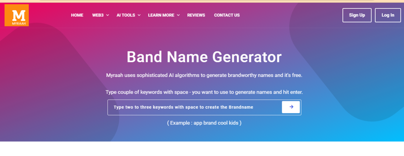 ai band name generator add keywords and get multiple band names