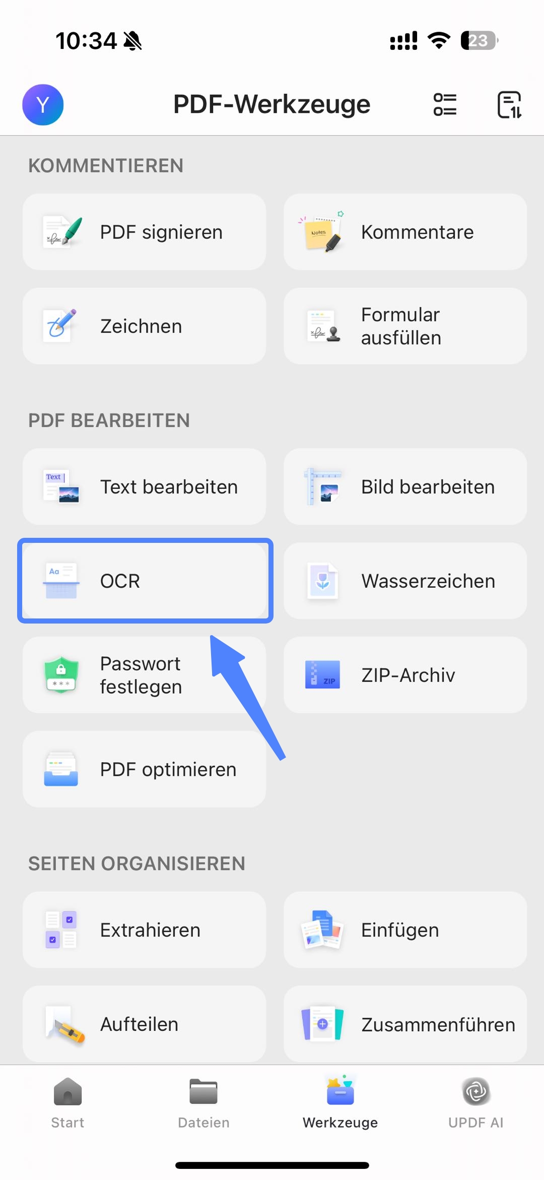 UPDF OCR auf iOS