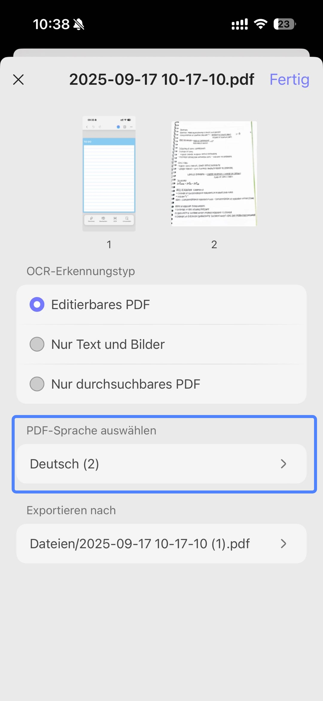 UPDF OCR auf iOS