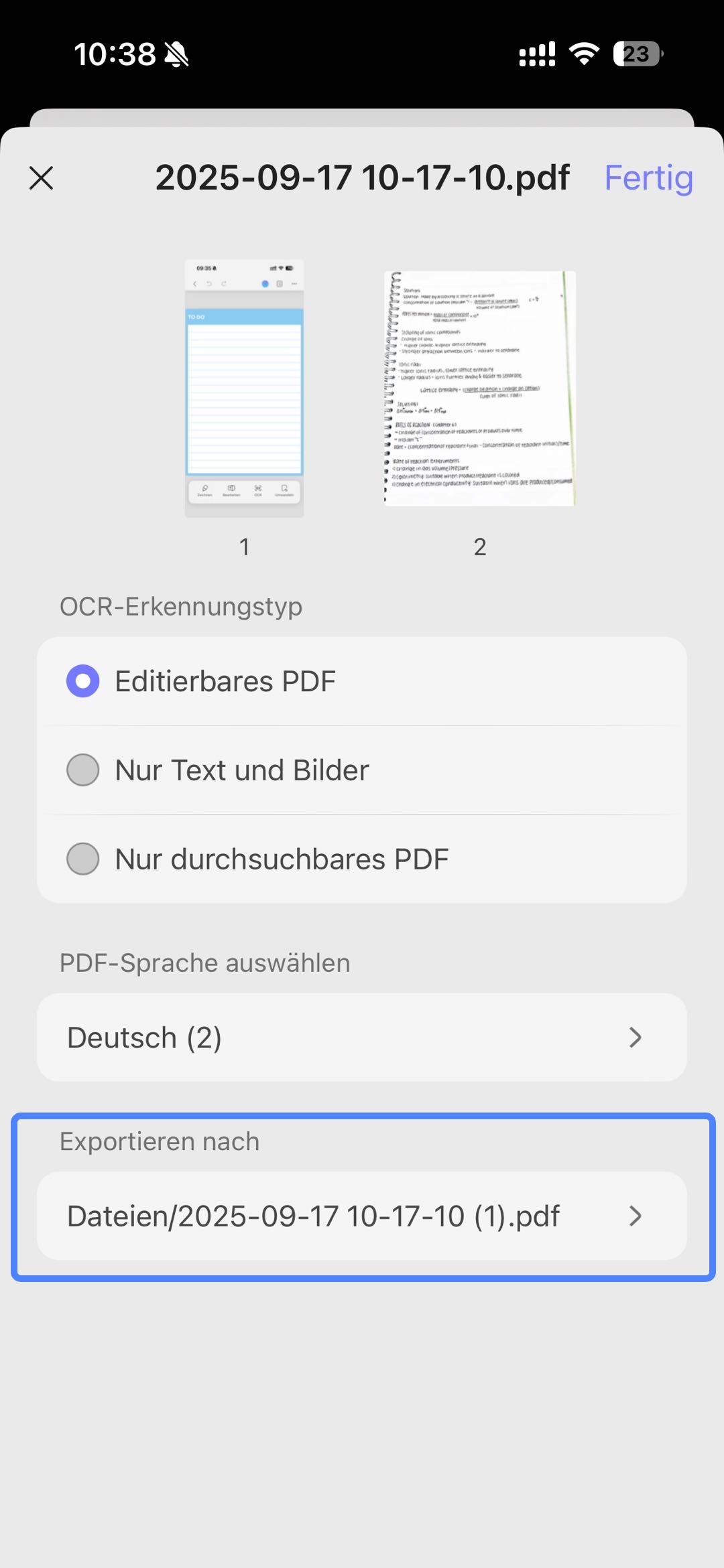 Exportieren nach