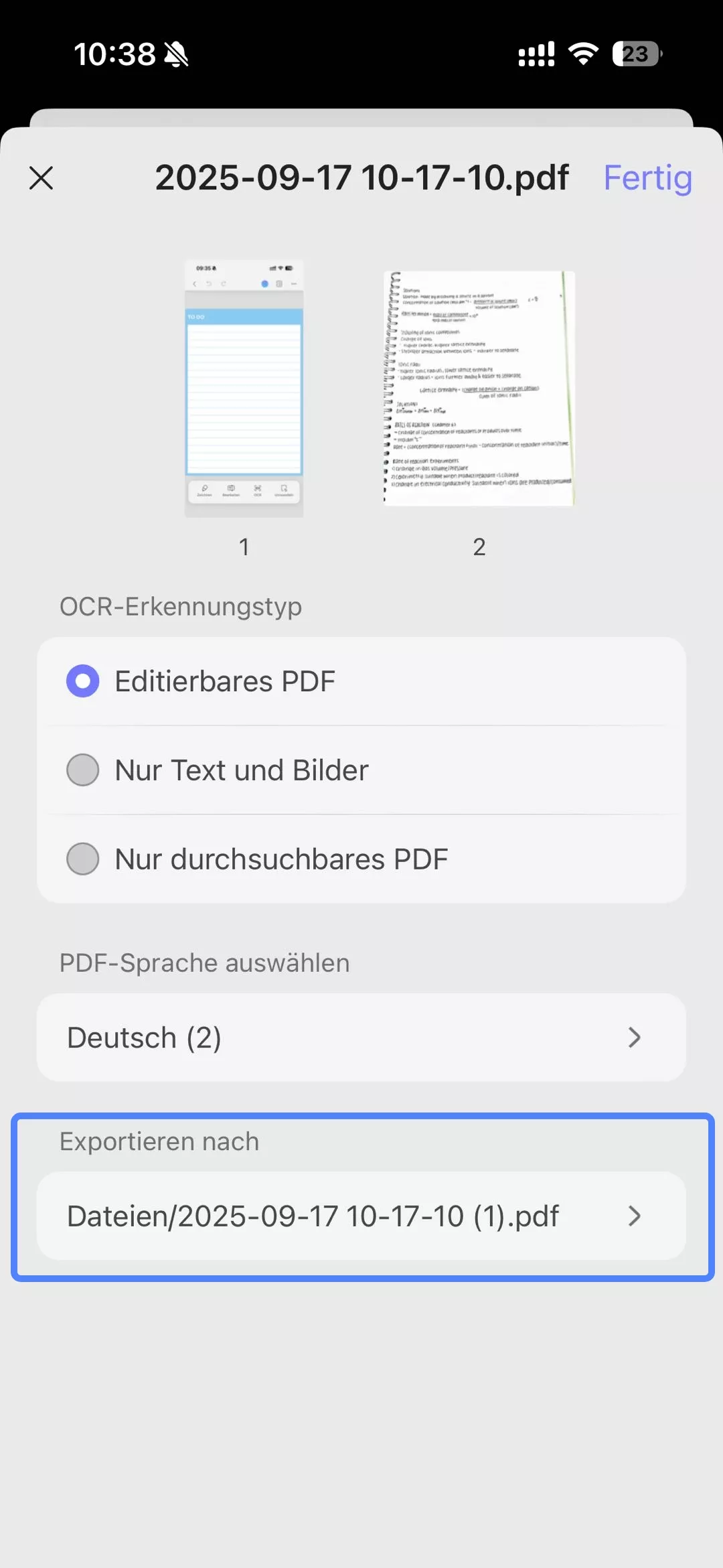 Exportieren nach