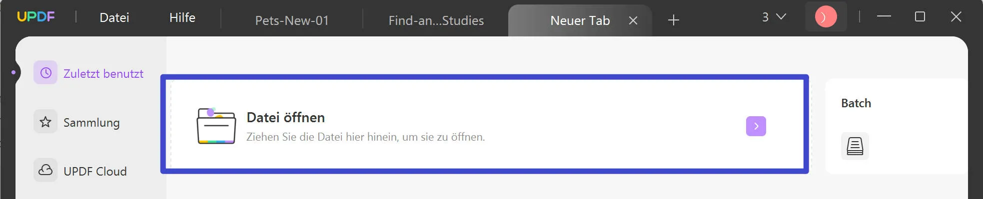 Datei auf UPDF öffnen, um schreibgeschützte PDFs zu bearbeiten