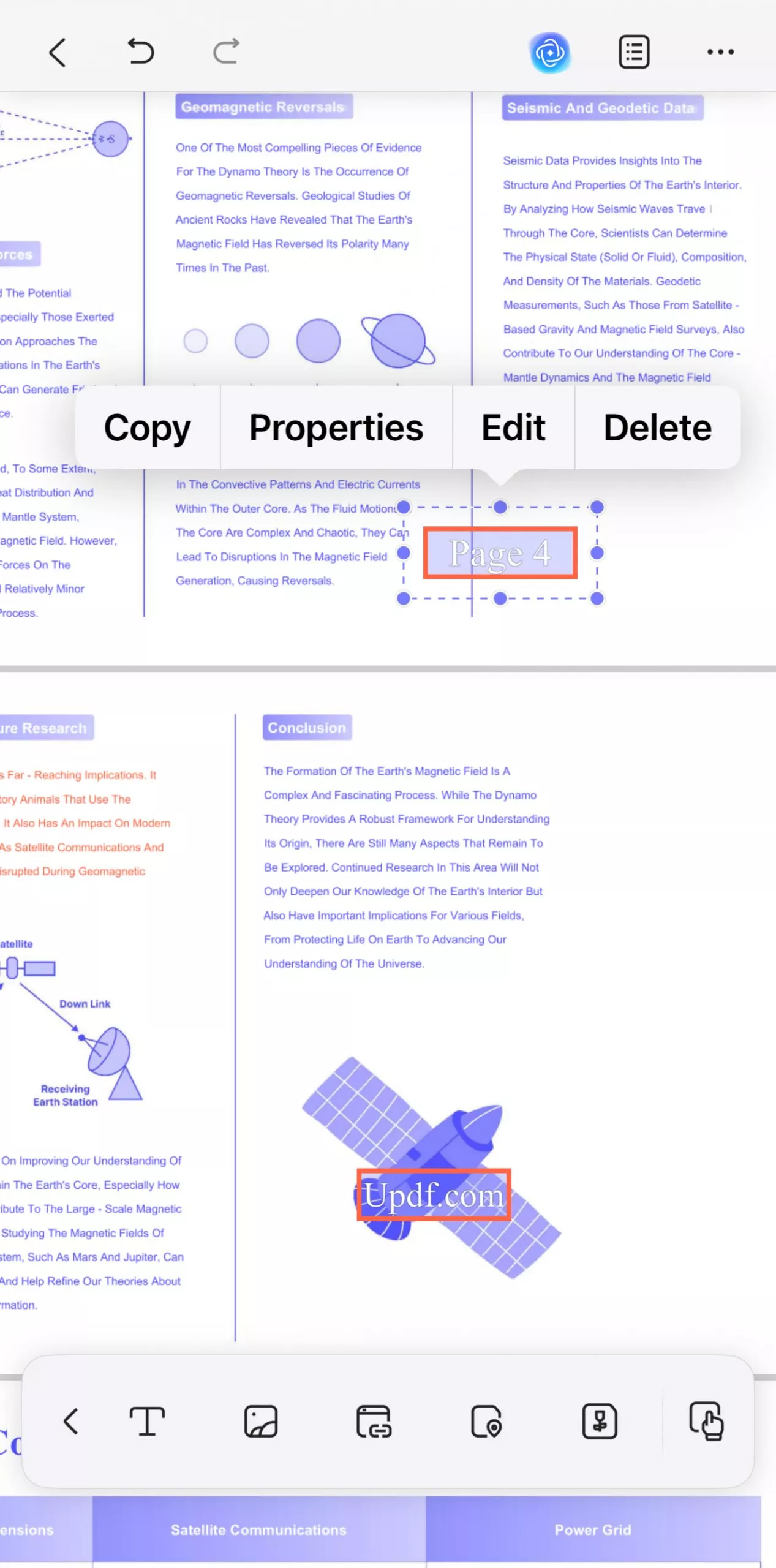 options for editing the link