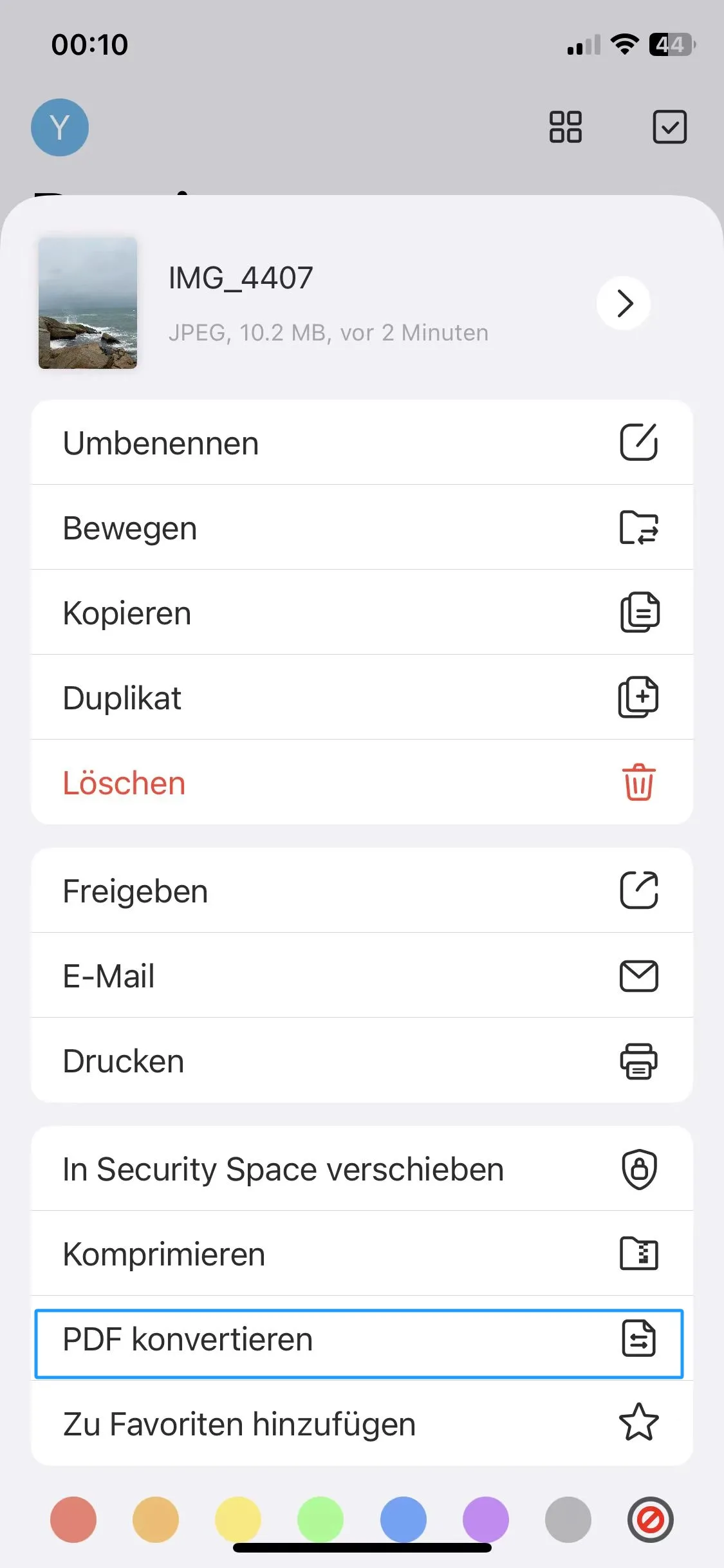 Foto in PDF App auf iOS