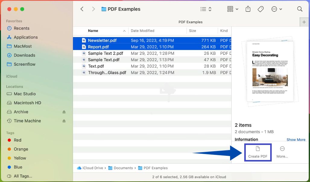 mac preview combine images into pdf Click Create PDF