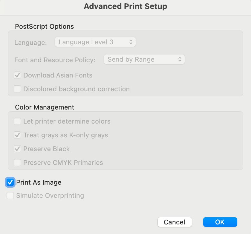 print pdf in color adobe advanced print setup