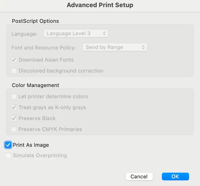 print pdf in color adobe advanced print setup