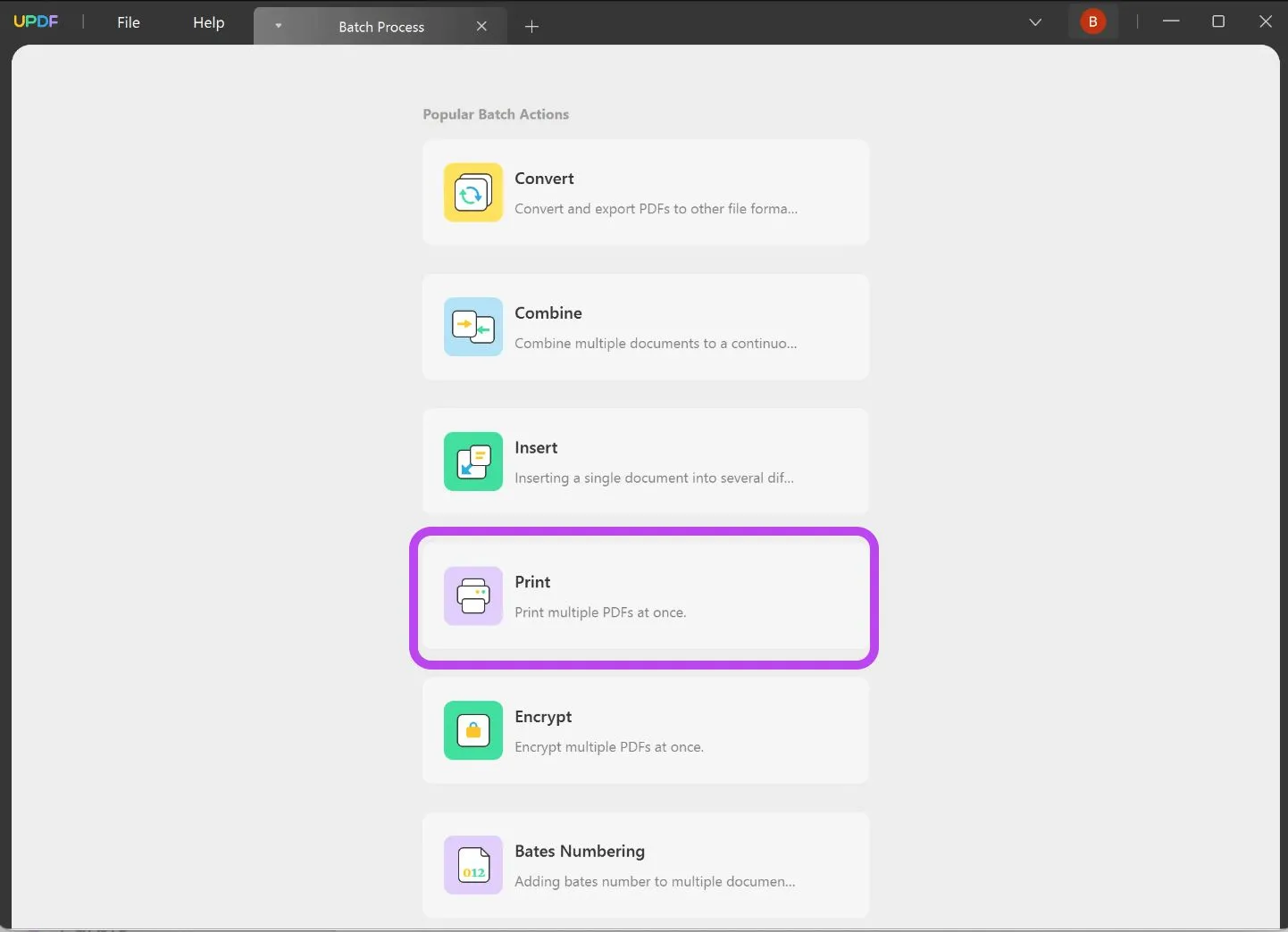 Batch Print PDF files in UPDF to convert fillable PDF forms to regular PDFs