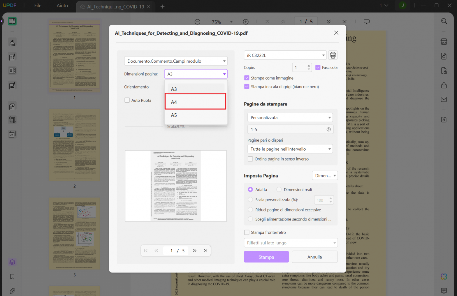 Come convertire un PDF A3 in A4 | UPDF