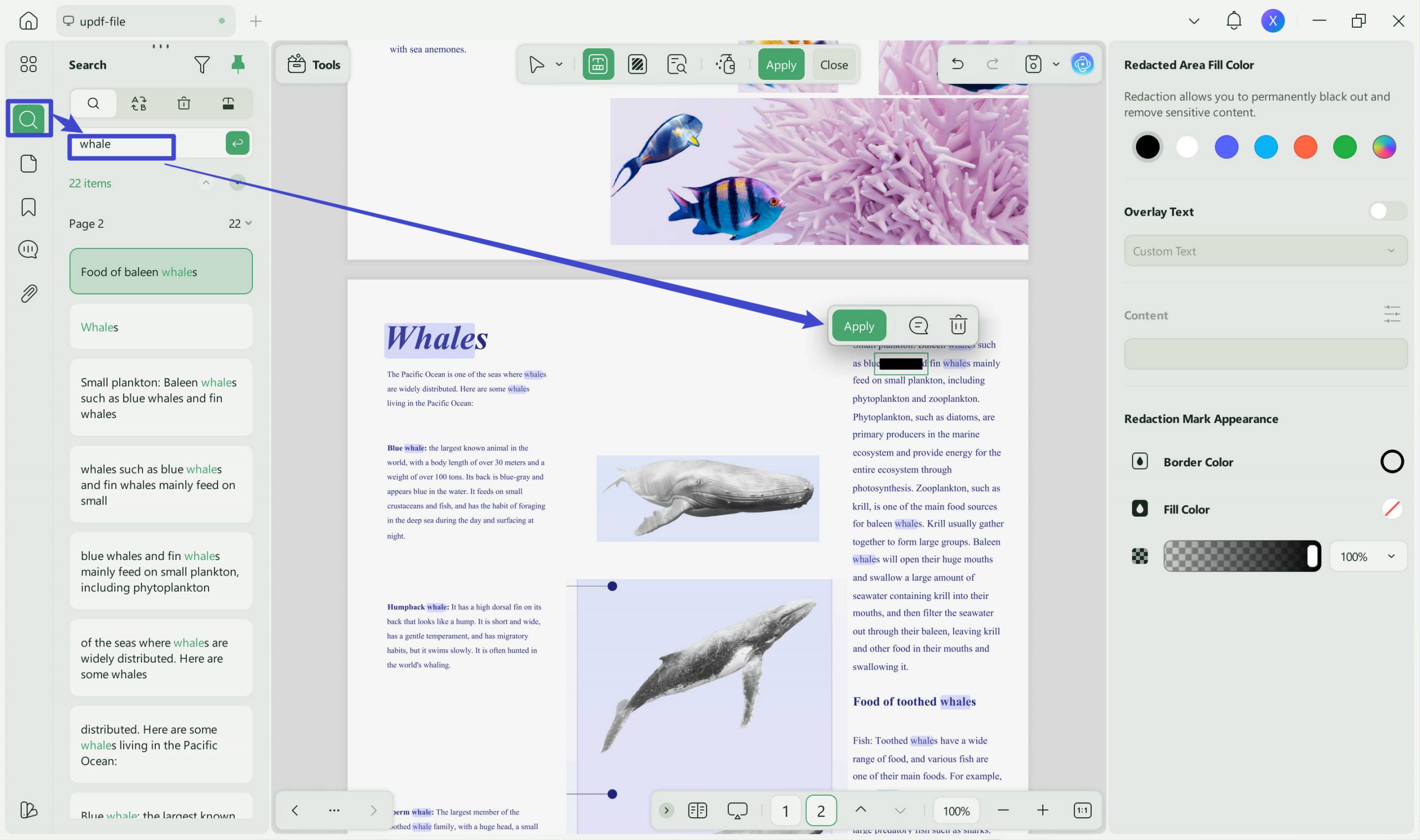 how to mask text in pdf search text