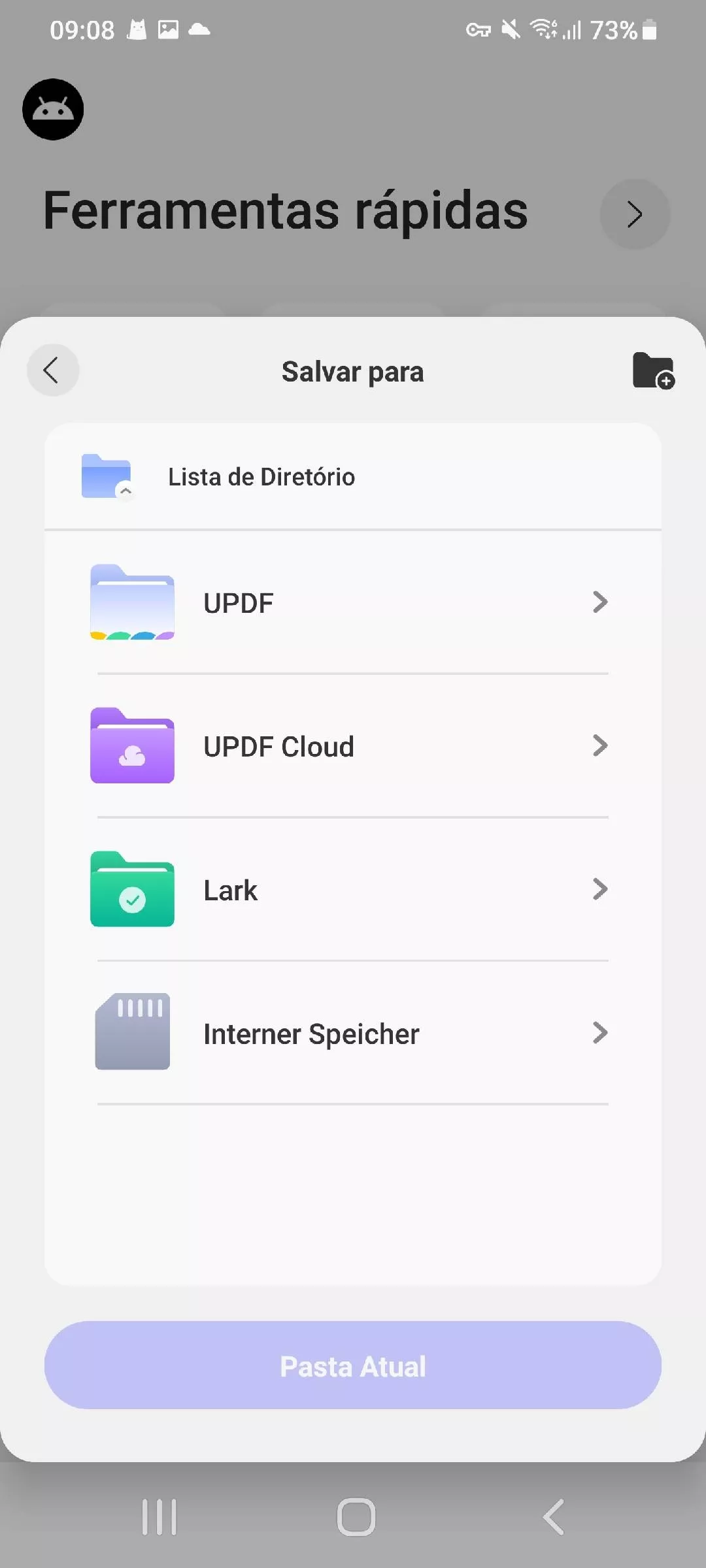 escolha um local para salvar seu novo pdf