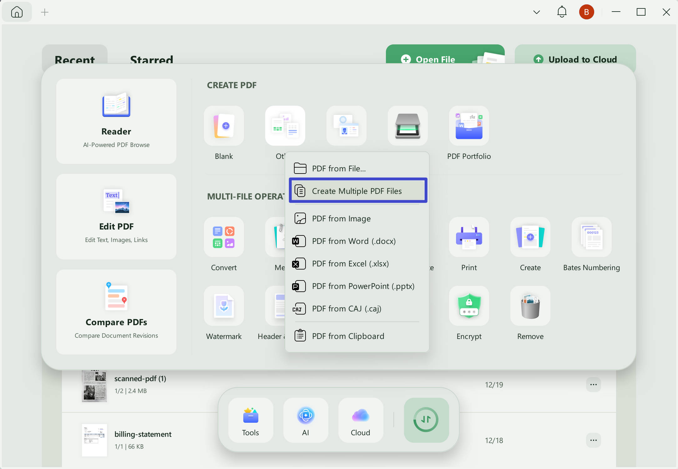 select Create Multiple PDF Files