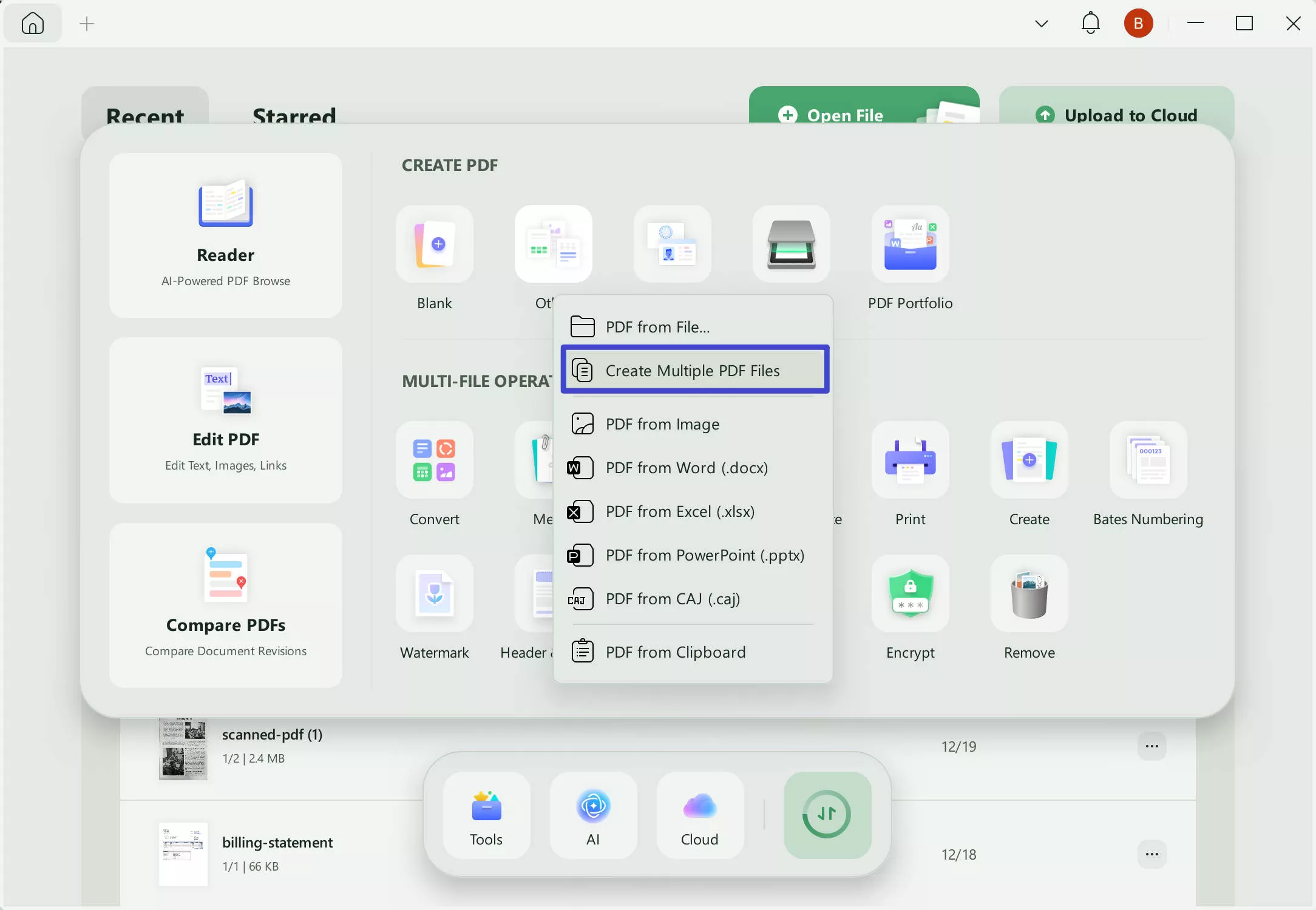 select Create Multiple PDF Files