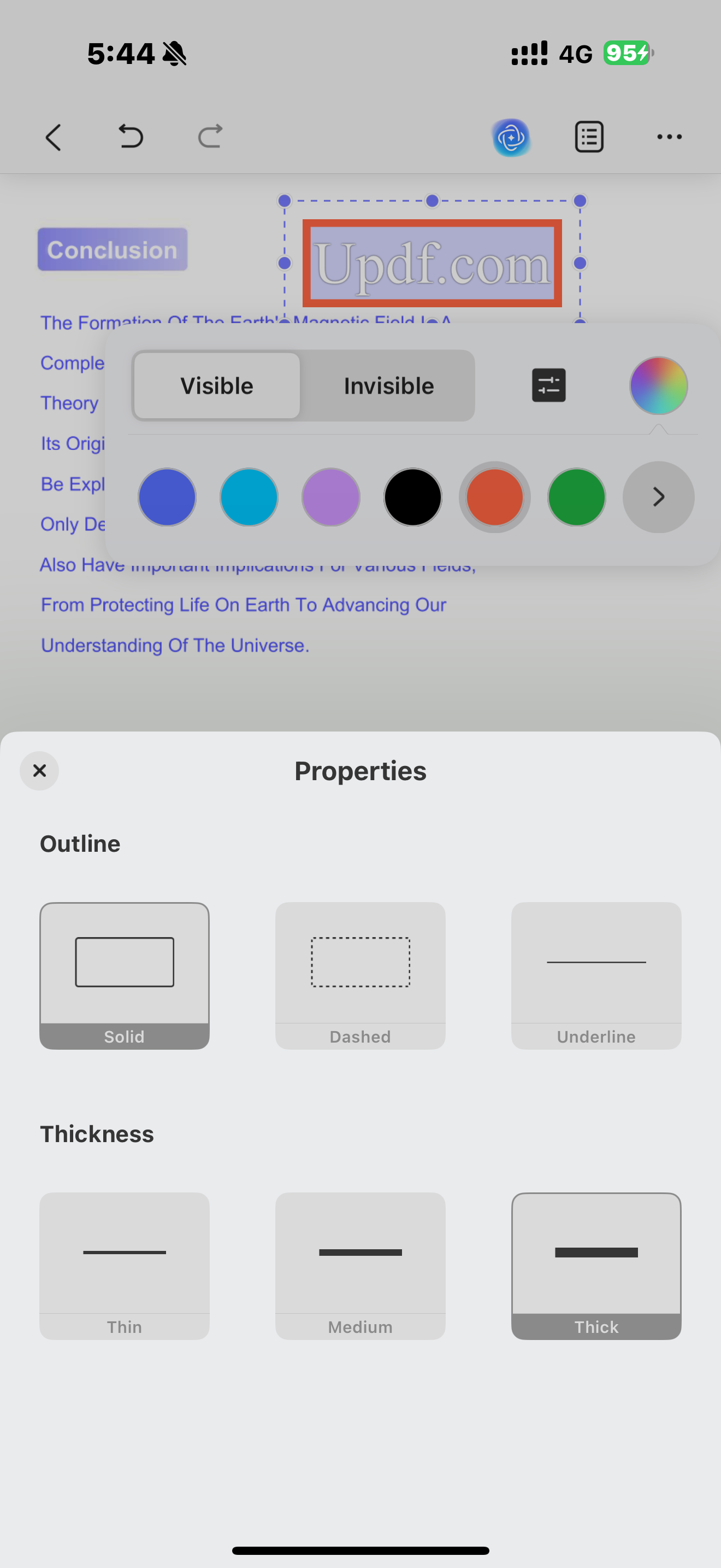 select the outline and thickness