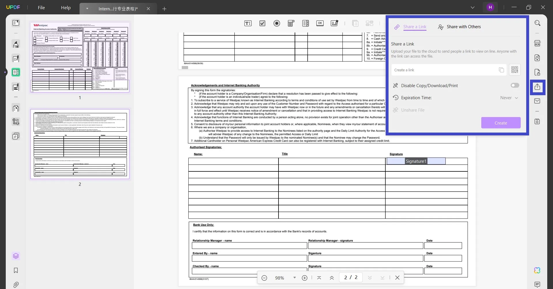  send pdf for signature updf share