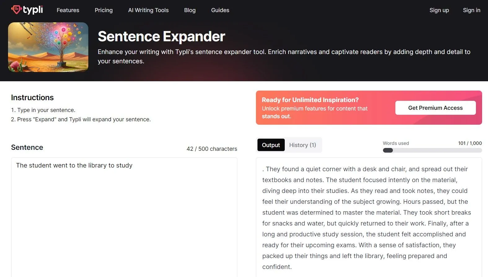 sentence expander typli ai