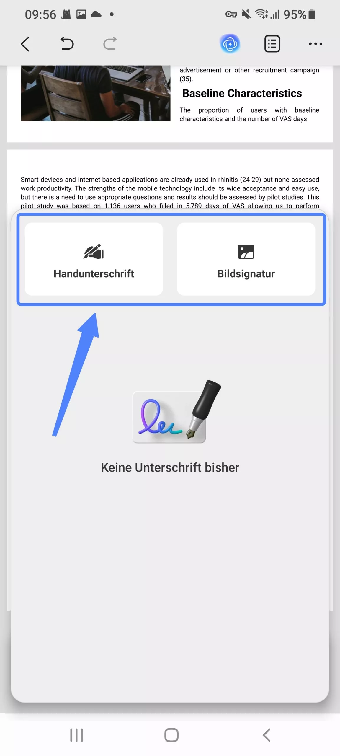 eine handschriftliche/bildliche Signatur hinzufügen