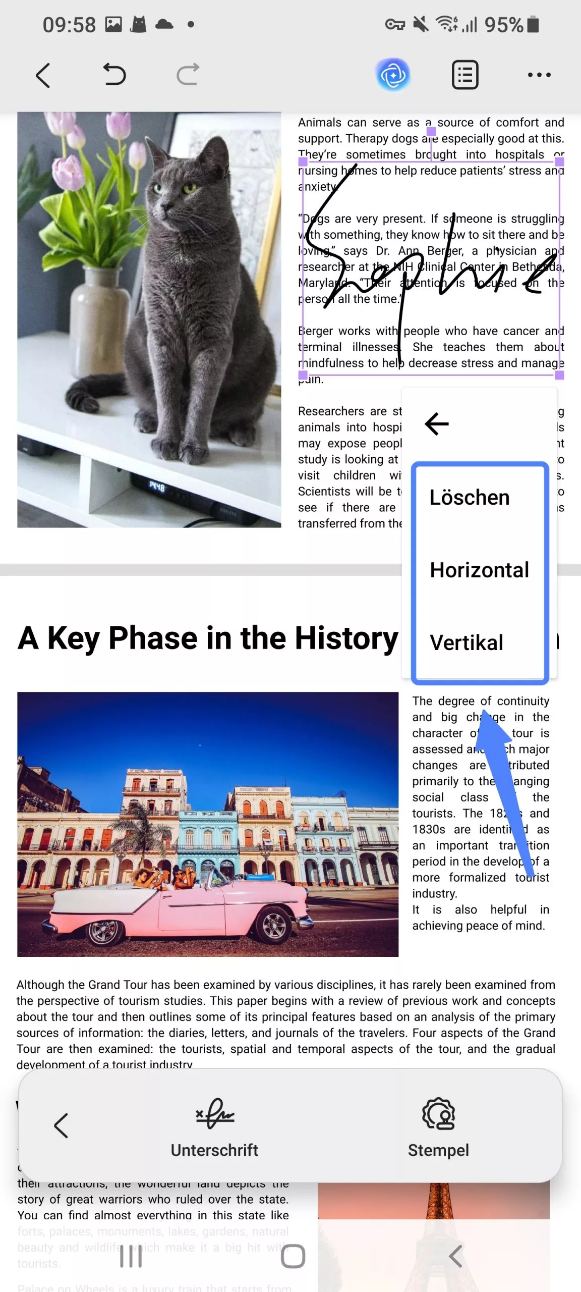 eine handschriftliche Signatur hinzufügen