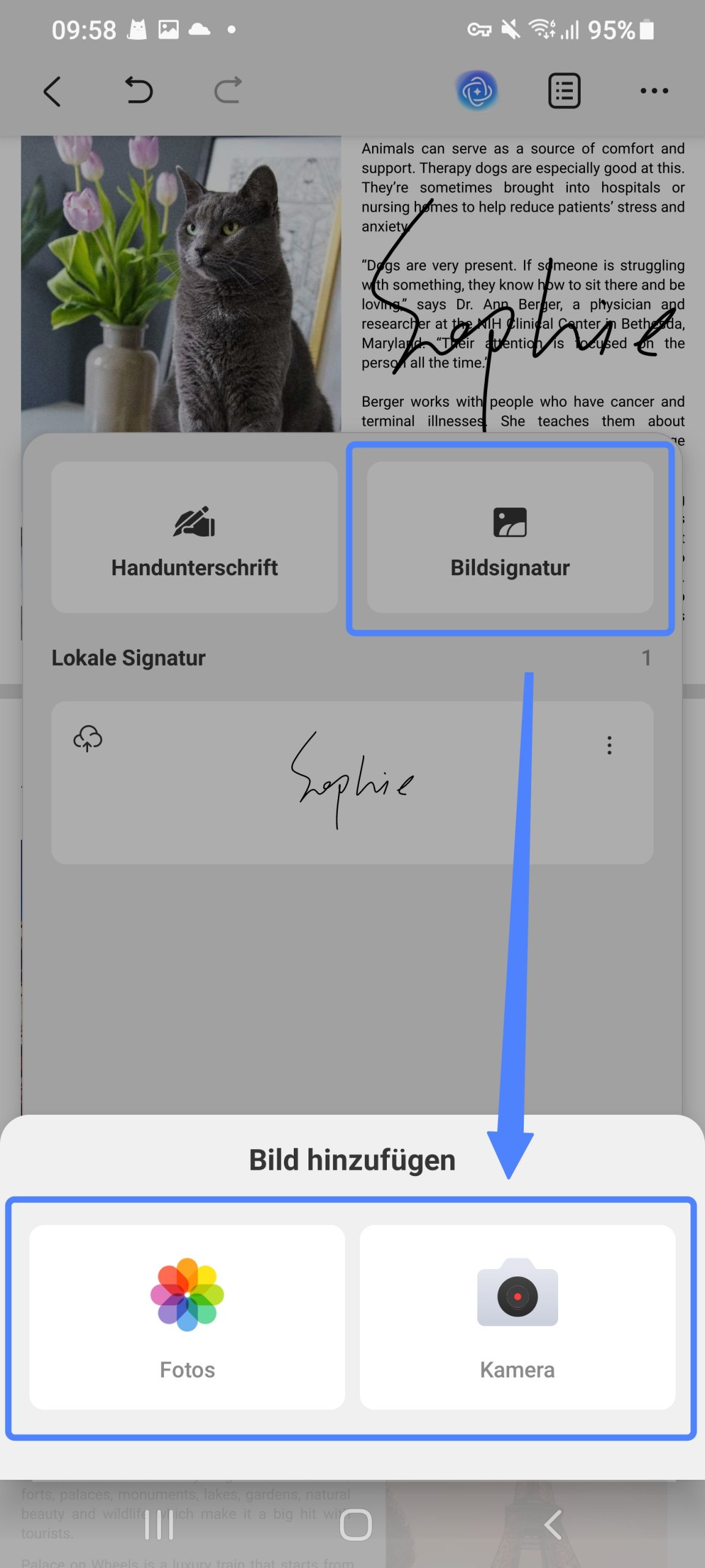 eine bildliche Signatur hinzufügen