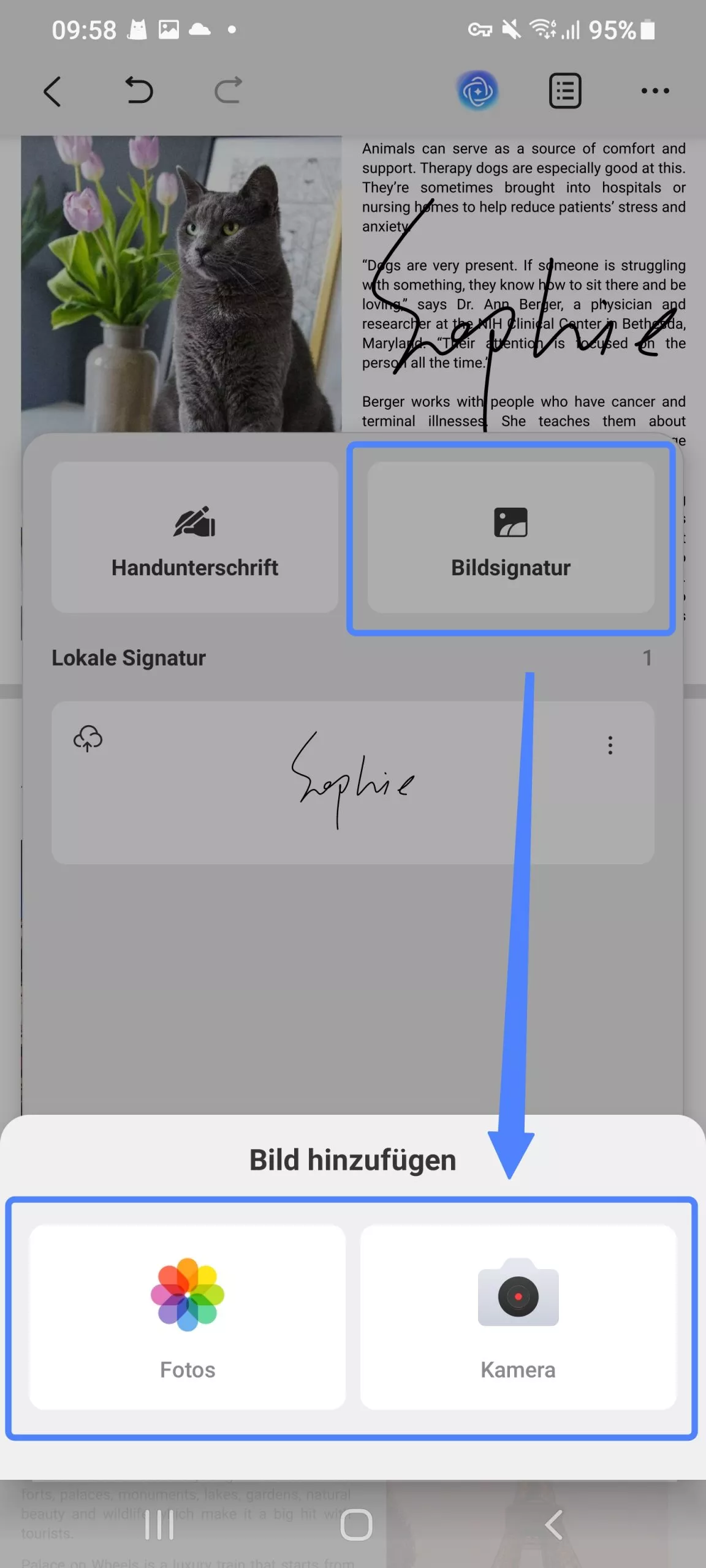 eine bildliche Signatur hinzufügen