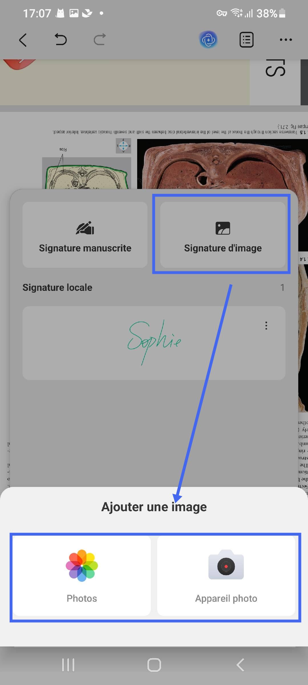 Opération exécutable de la signature