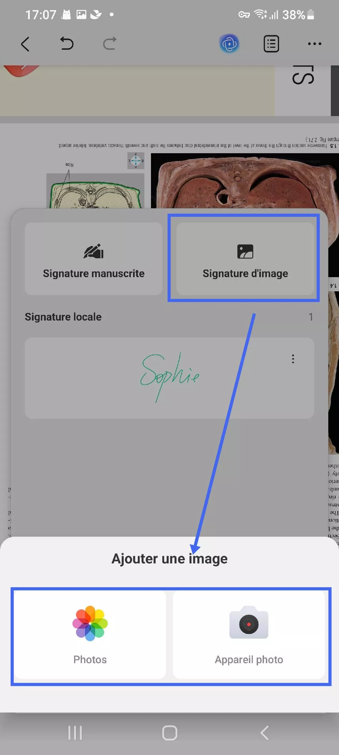 Opération exécutable de la signature