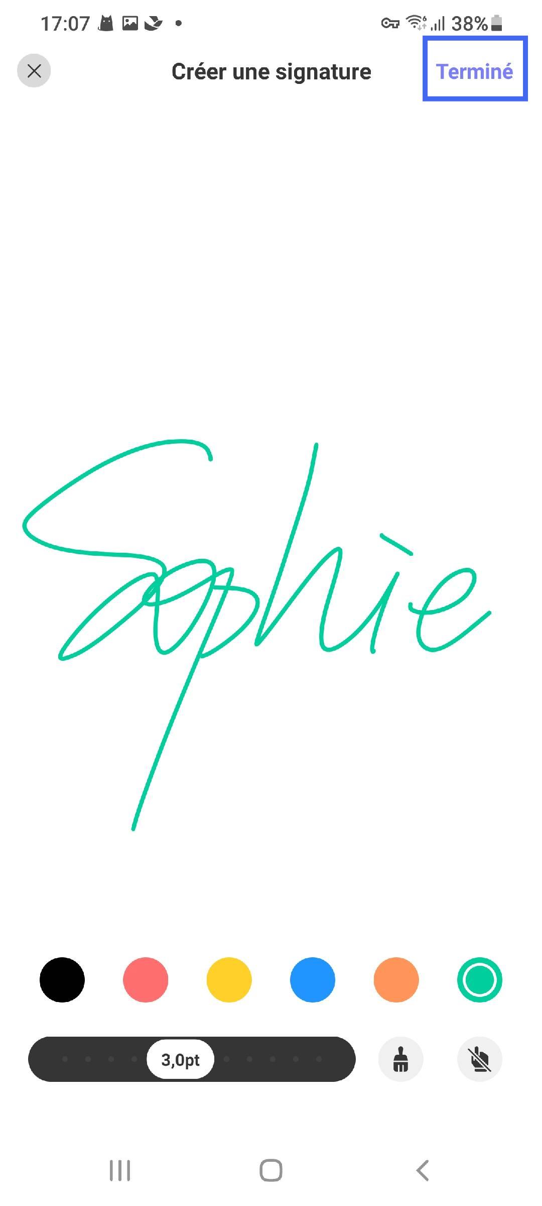 Opération exécutable de la signature