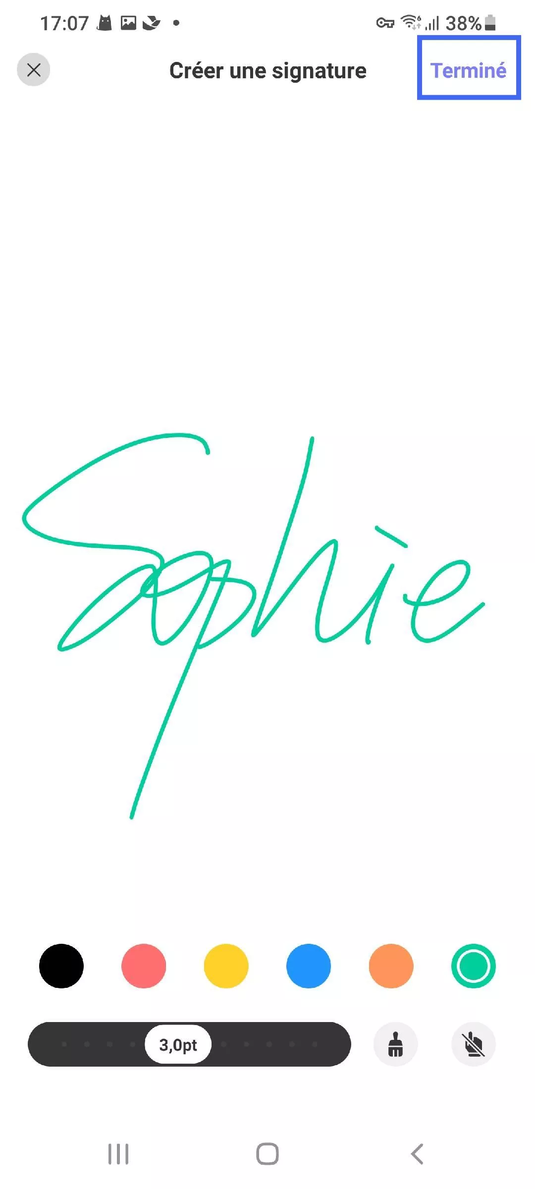 Opération exécutable de la signature