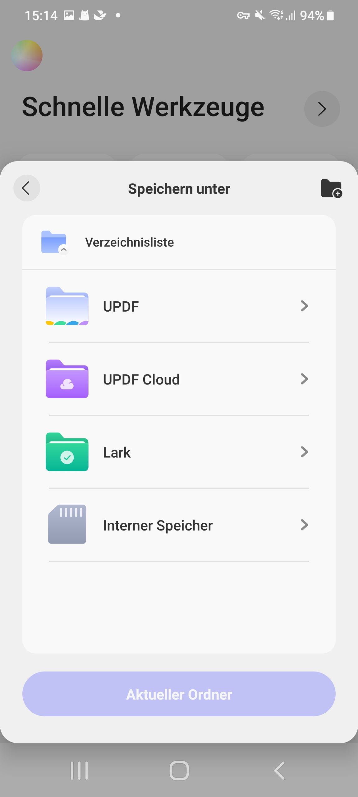 Wählen Sie einen Speicherort für die PDF-Datei aus.