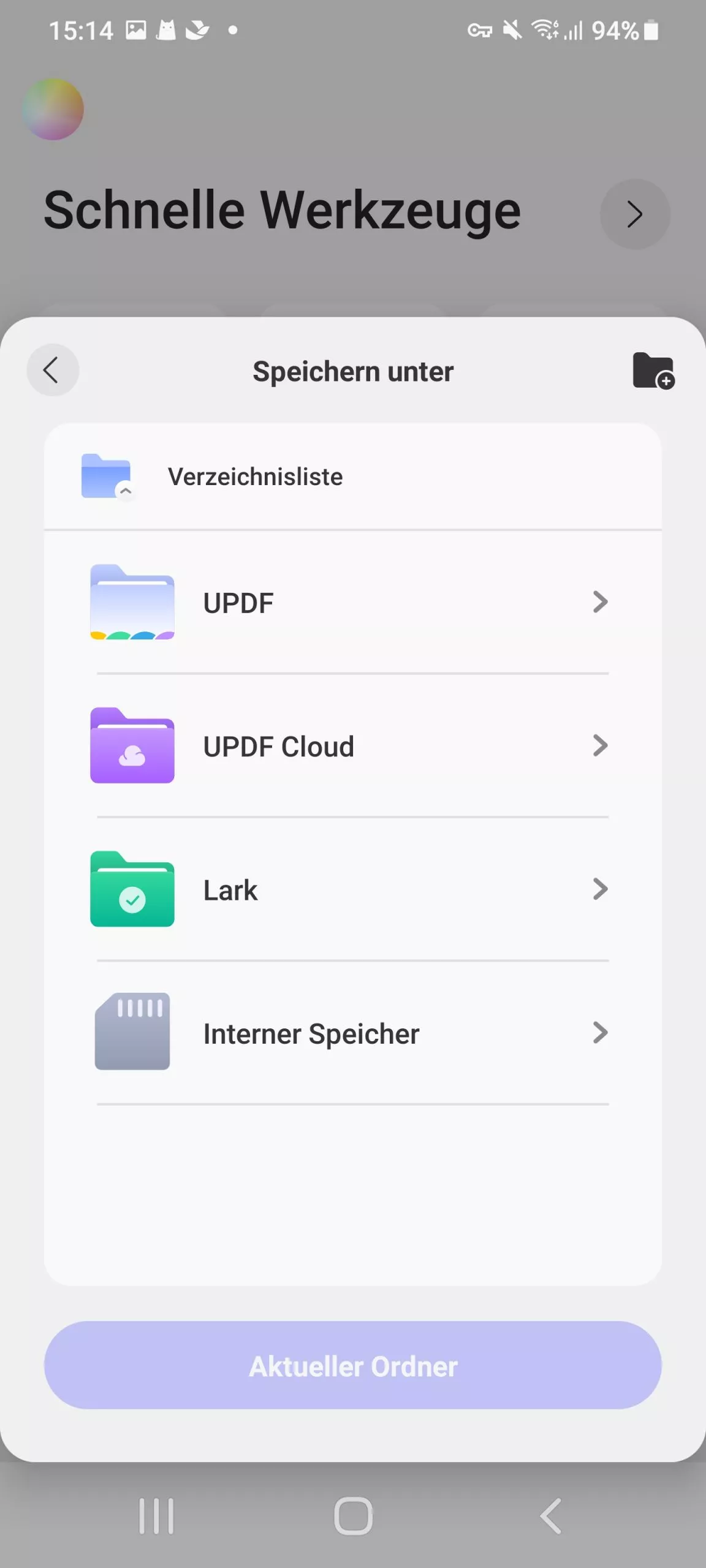 Wählen Sie einen Speicherort für die PDF-Datei aus.