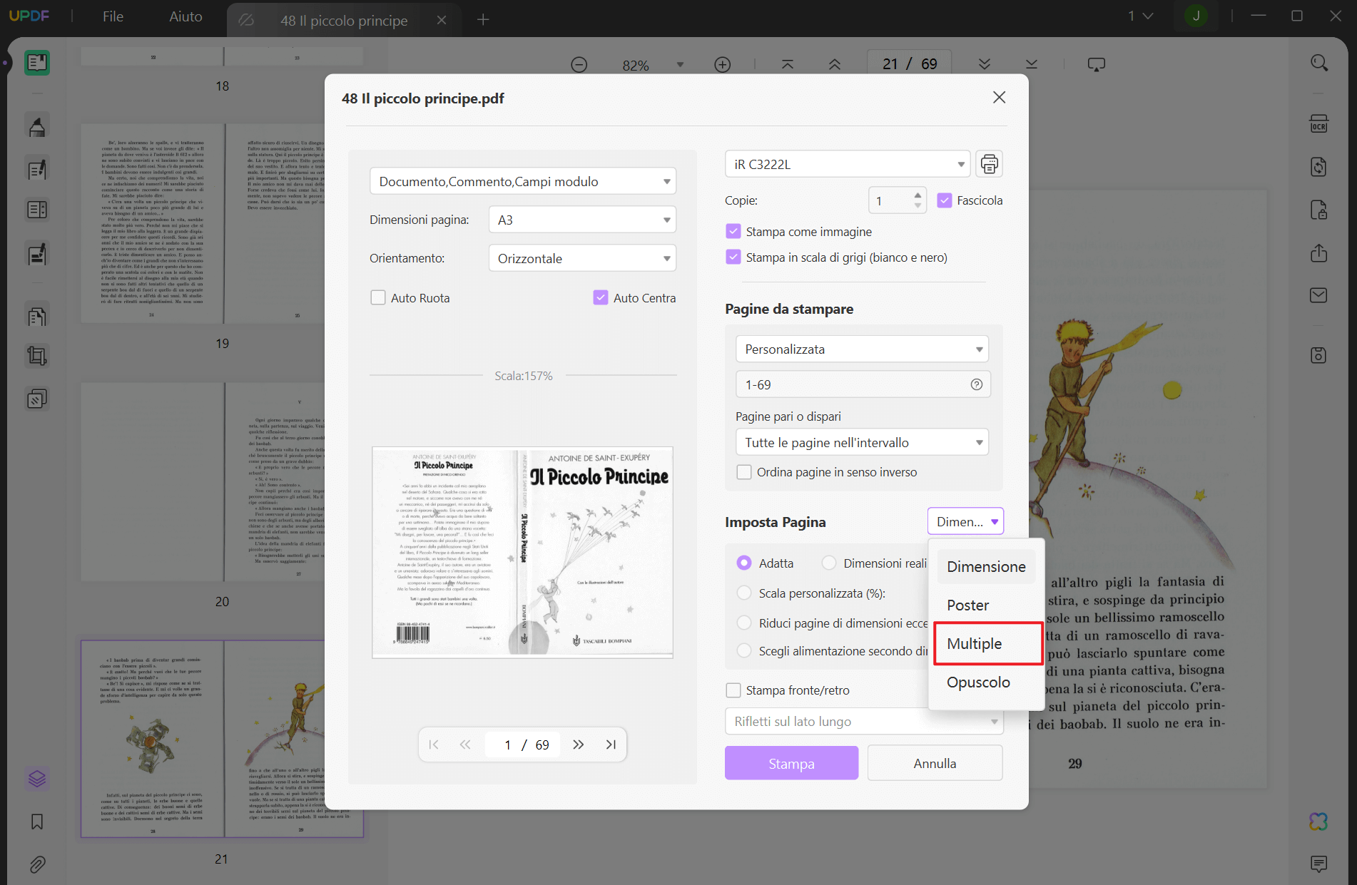 Aggiungi 2 pagine per foglio di PDF