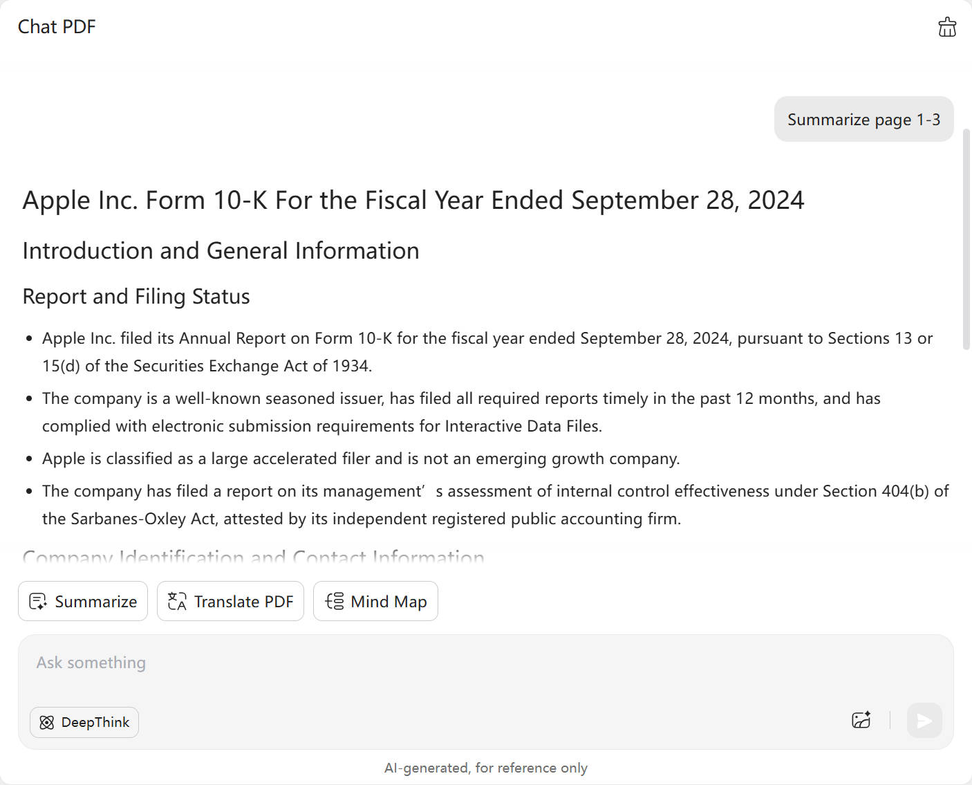 updf ai web summarize by pages