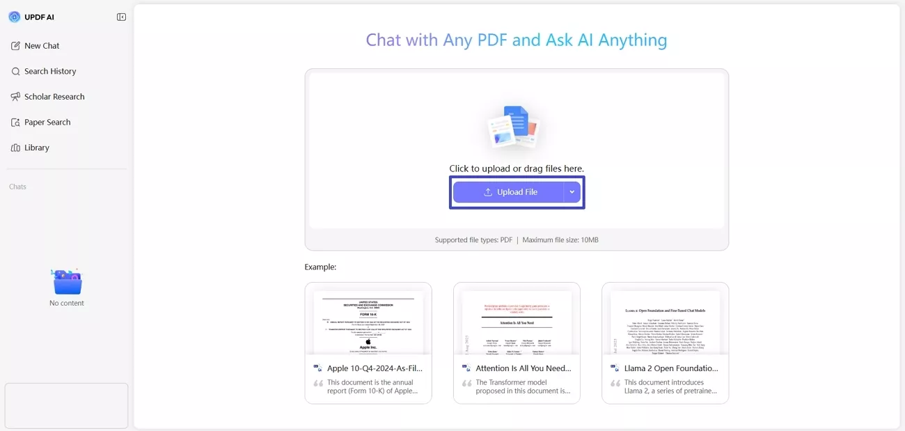 upload pdf file updf online