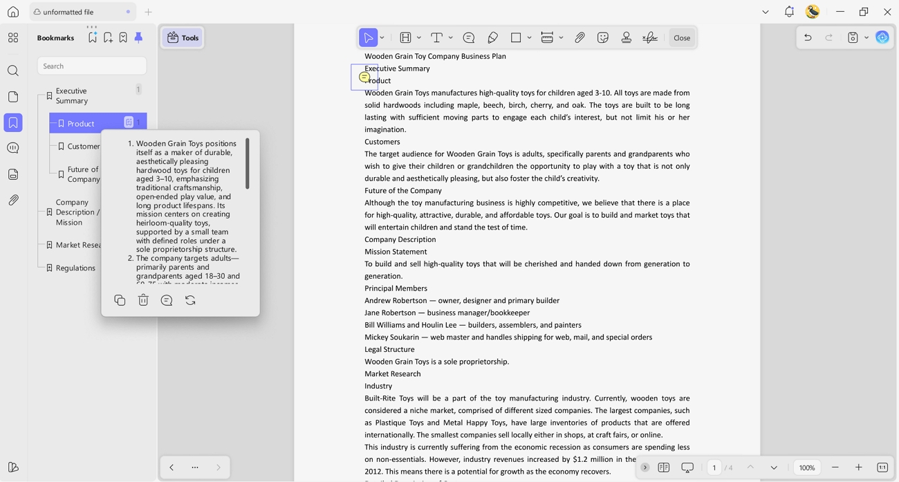 pdf bookmark summary generator updf