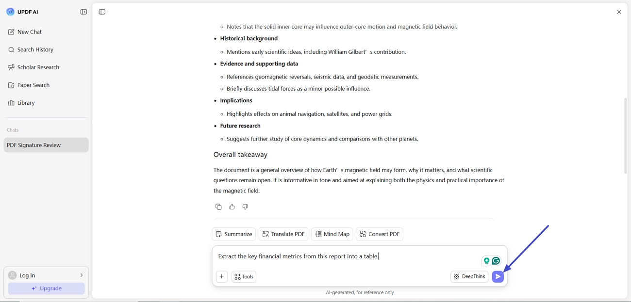 ask pdf chat summarize document