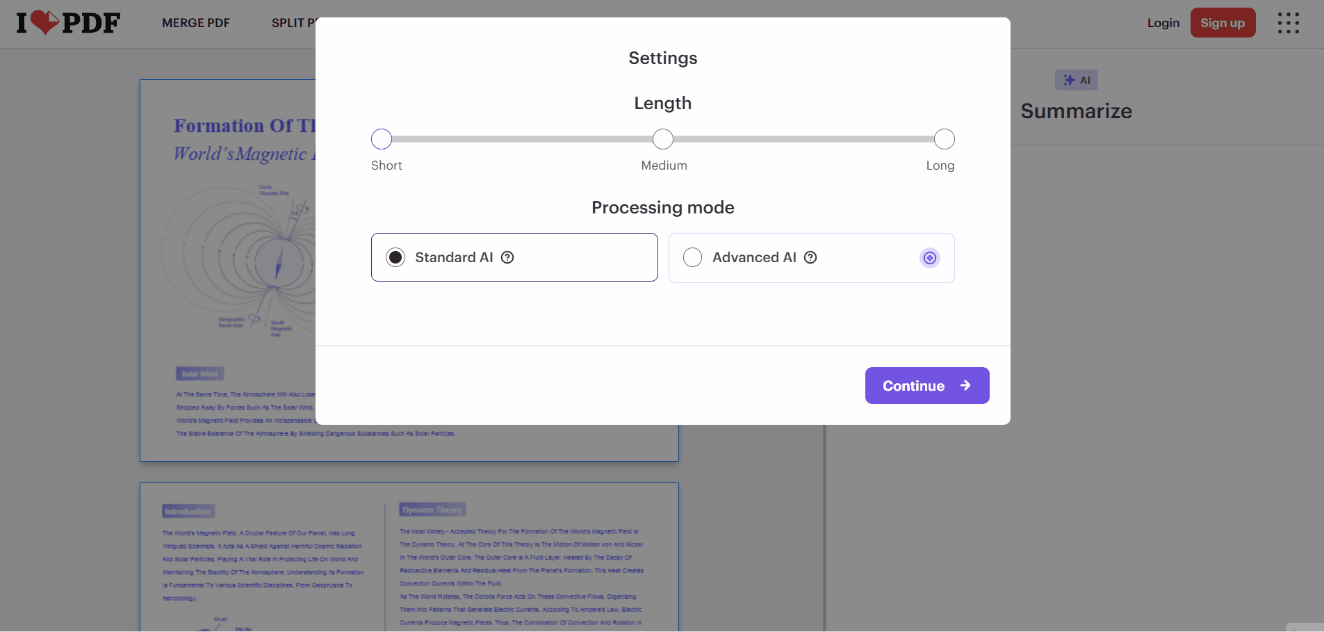 using ilovepdf ai online summarizer