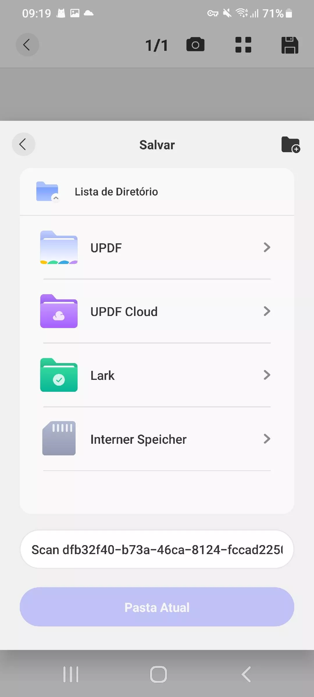 salvar e selecione um local para salvar o pdf na lista de diretórios.