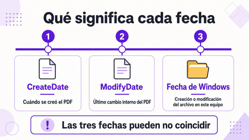 Comparar las fechas internas de un PDF con las fechas de Windows