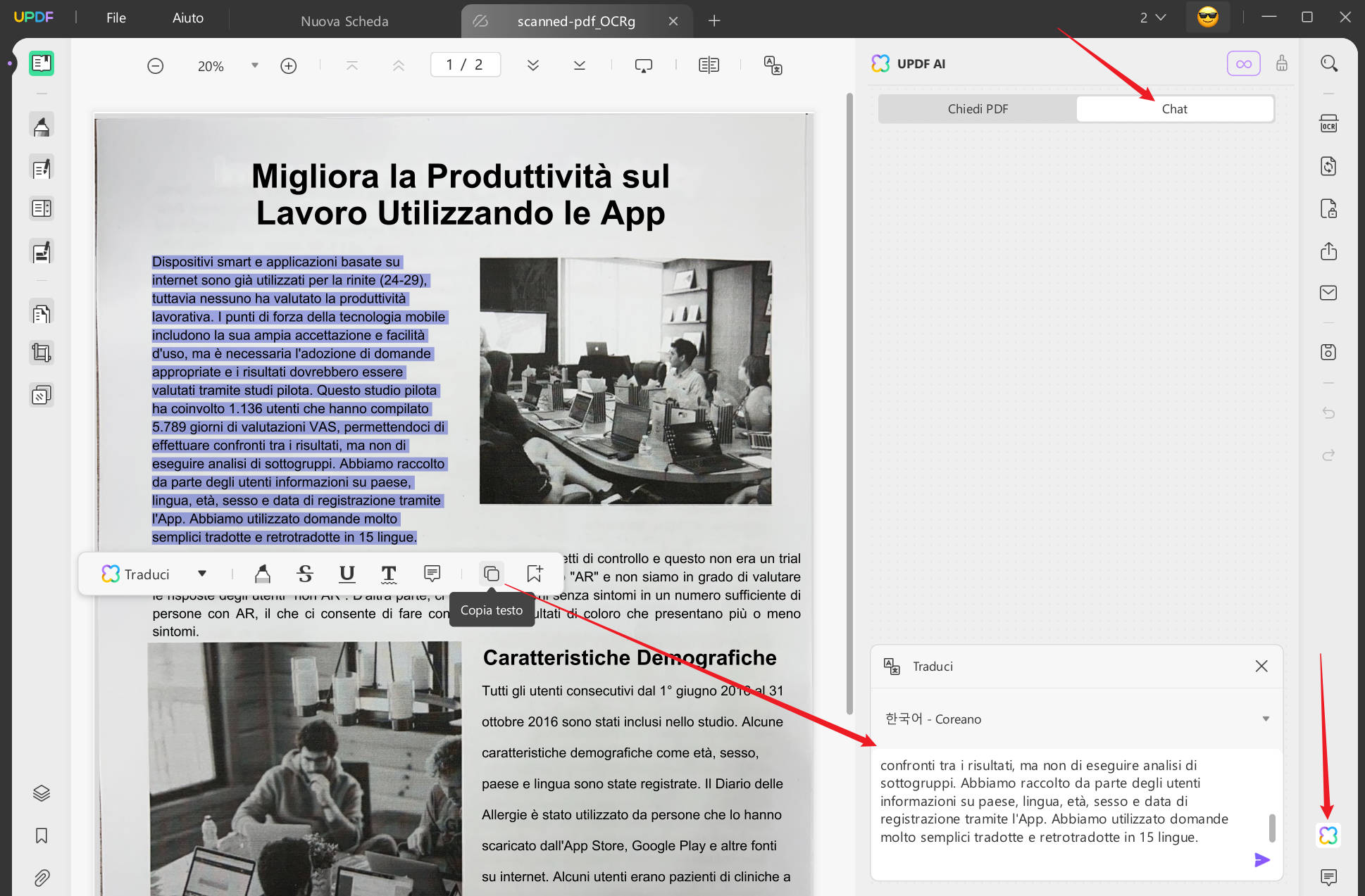 Tradurre PDF scannerizzati con Copia e Incolla