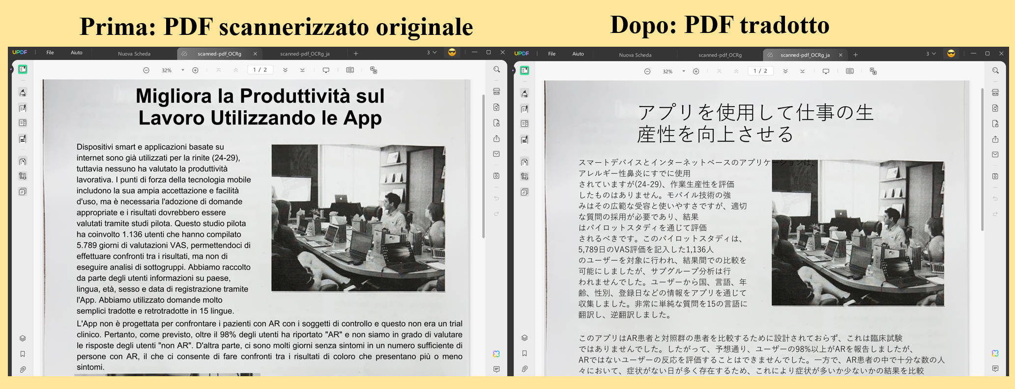 tradurre pdf scannerizzato