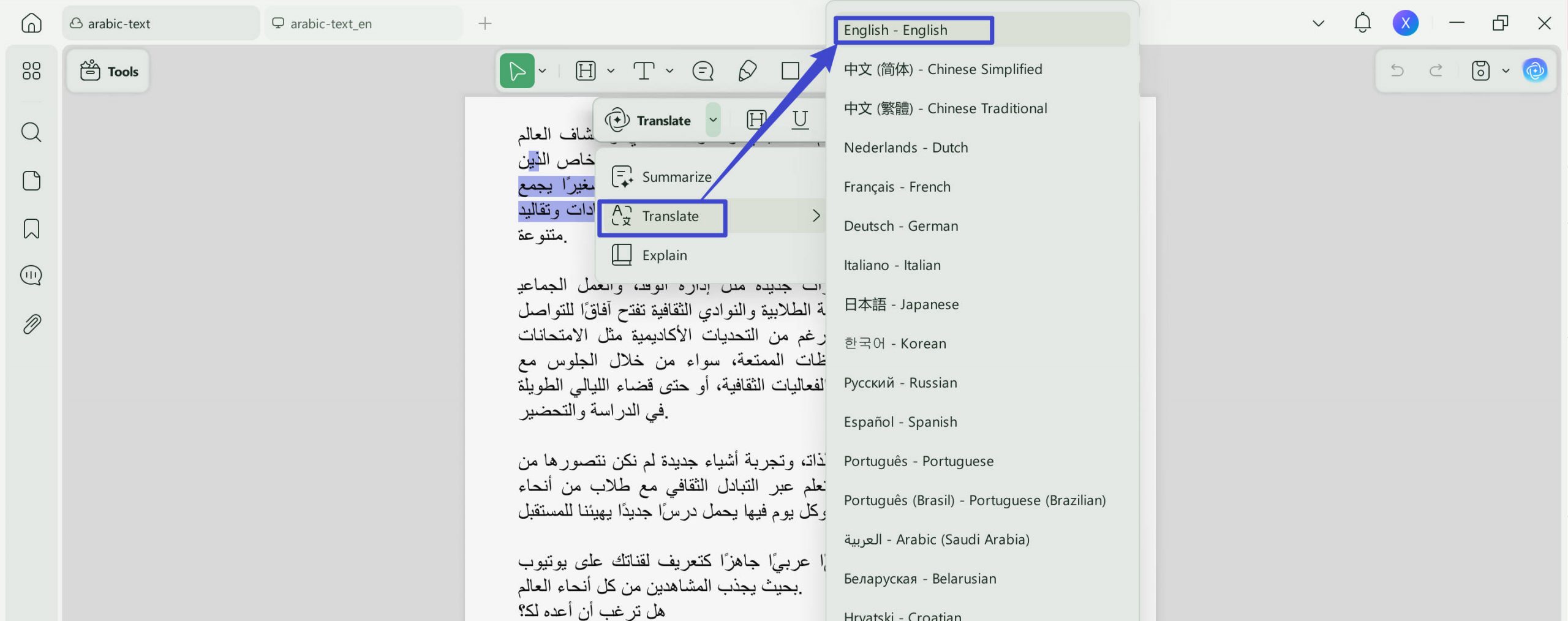 translate pdf arabic to english translate updf
