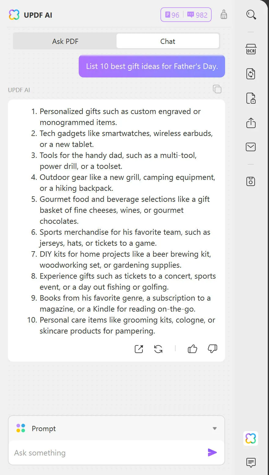 Use UPDF AI for gift ideas