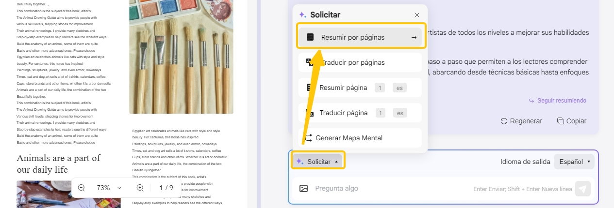 updf ai resumir por paginas