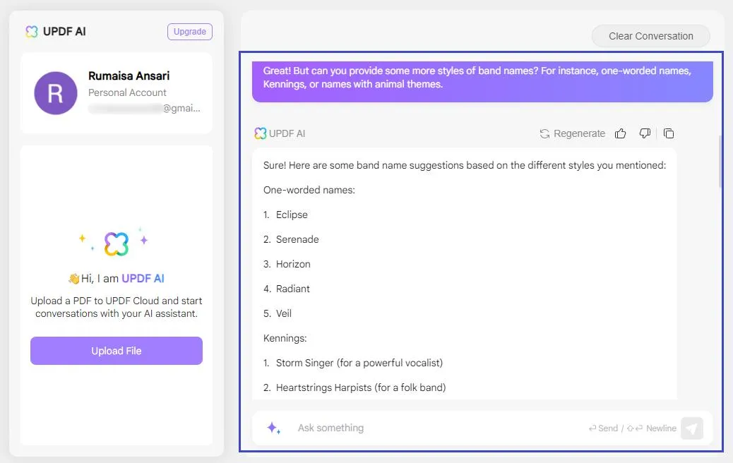 ai band name generator ask updf ai for more band name styles