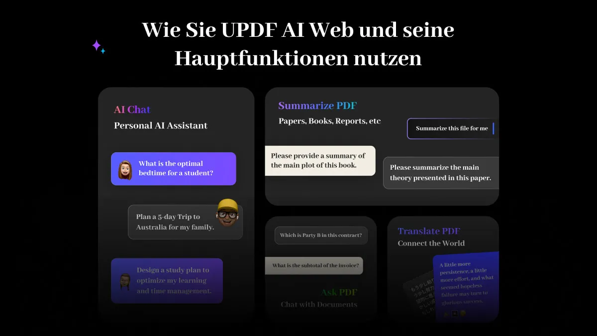 Wie Sie UPDF AI Assistent online und die Hauptfunktionen nutzen