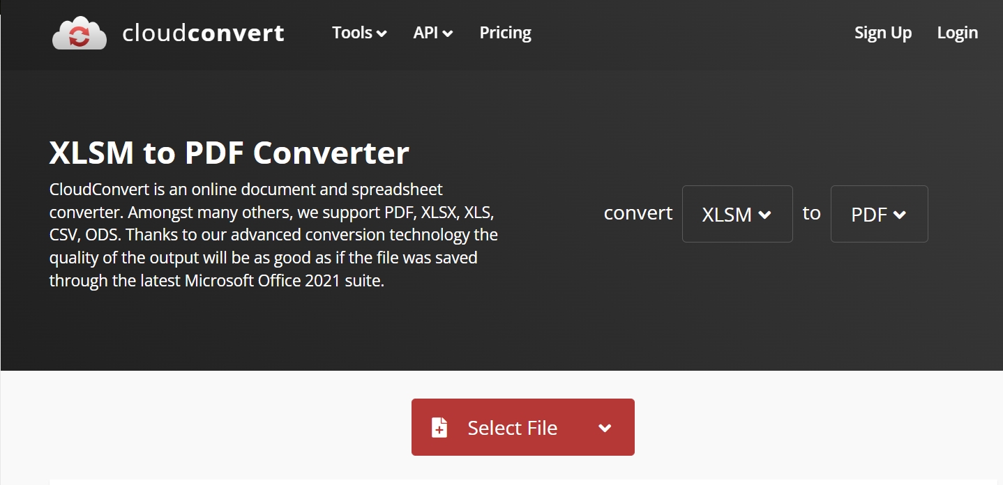 xlsm to pdf CloudConvert